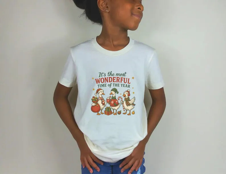 Christmas Goose Kids Shirt, Toddler Youth Kids & Baby Goose Christmas Shirt, Silly Goose Christmas Holiday T-shirt, Vintage Festive Geese