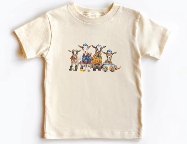 Hanukkah Goats Kids Shirt, Toddler Chanukah Goats T-shirt, Jewish Kids Shirt, Hanukkah Gift, Retro Hanukkah Tee, Farm Animal Holiday Shirt