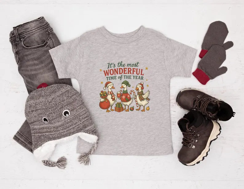 Christmas Goose Kids Shirt, Toddler Youth Kids & Baby Goose Christmas Shirt, Silly Goose Christmas Holiday T-shirt, Vintage Festive Geese