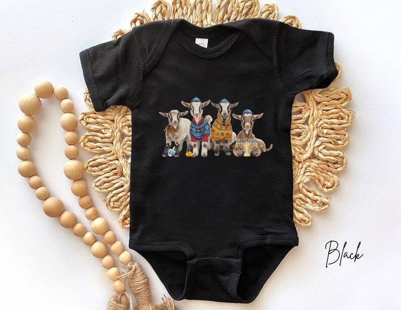 Hanukkah Goats Kids Shirt, Toddler Chanukah Goats T-shirt, Jewish Kids Shirt, Hanukkah Gift, Retro Hanukkah Tee, Farm Animal Holiday Shirt