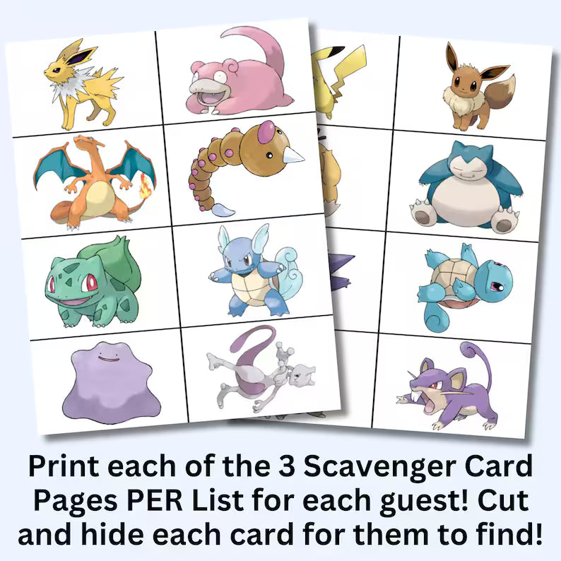 Gotta Catch Them All Scavenger Hunt, Instant Download