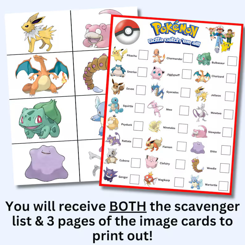 Gotta Catch Them All Scavenger Hunt, Instant Download