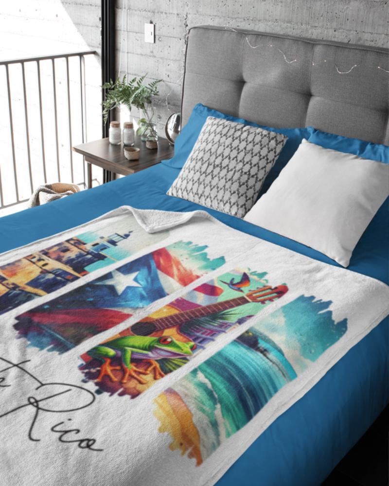 Puerto Rico Plush Velveteen Blanket, Puerto Rican Home Decor, Travel Gift, Housewarming Gift, Puerto Rico Souvenir, Cozy Boricua Blanket