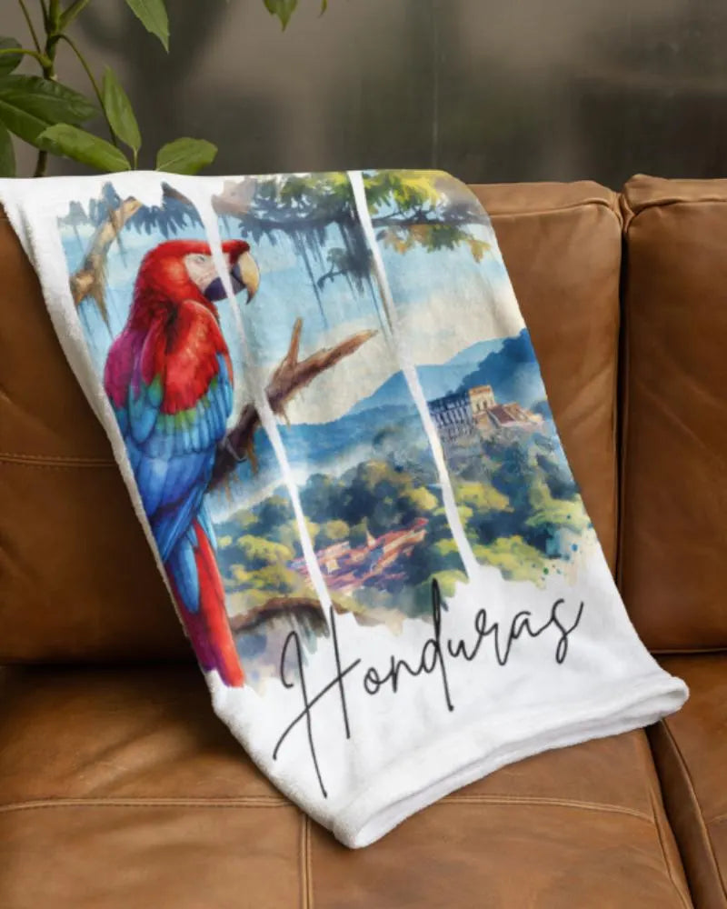 Honduras Plush Velveteen Blanket, Honduran Home Decor, Travel Gift, Housewarming Gift, Honduras Souvenir, Honduran Blanket,Cozy Latina Throw
