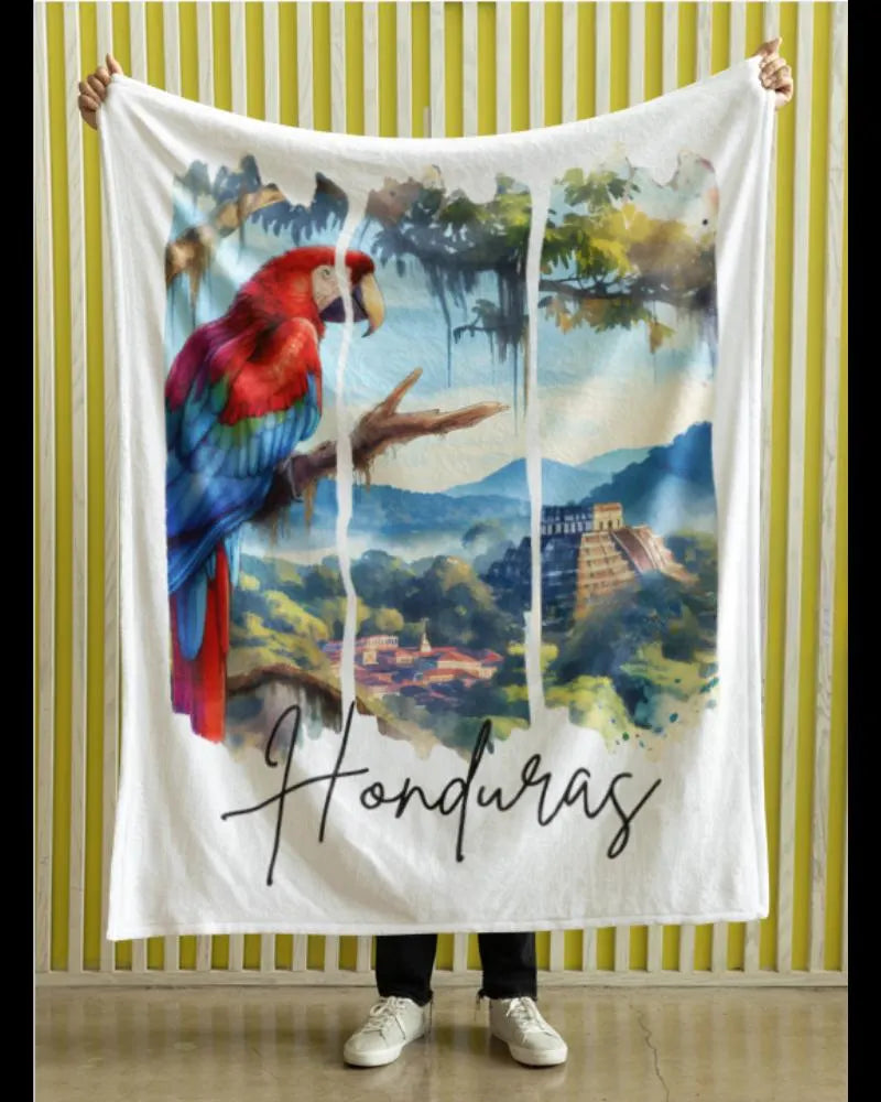 Honduras Plush Velveteen Blanket, Honduran Home Decor, Travel Gift, Housewarming Gift, Honduras Souvenir, Honduran Blanket,Cozy Latina Throw
