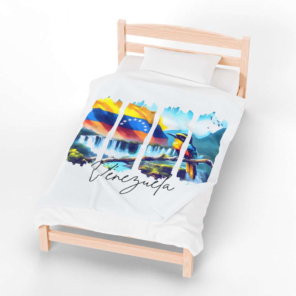 Venezuela Plush Velveteen Blanket, Venezuelan Home Decor, Travel Gift, Housewarming Gift, Venezuela Souvenir, Cozy Venezuelan Throw Blanket