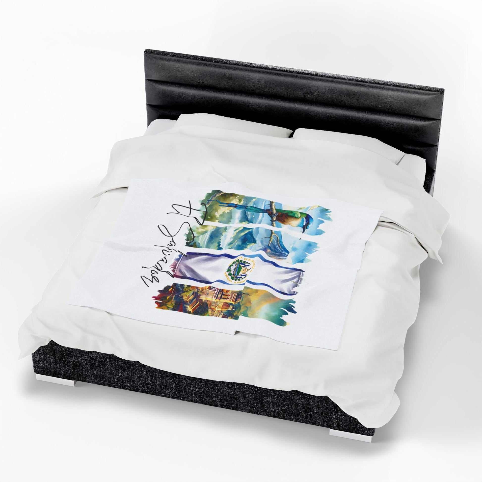 El Salvador Plush Velveteen Blanket, Salvadoran Home Decor, Travel Gift, Housewarming Gift, El Salvador Souvenir, Cozy Salvadoran Blanket