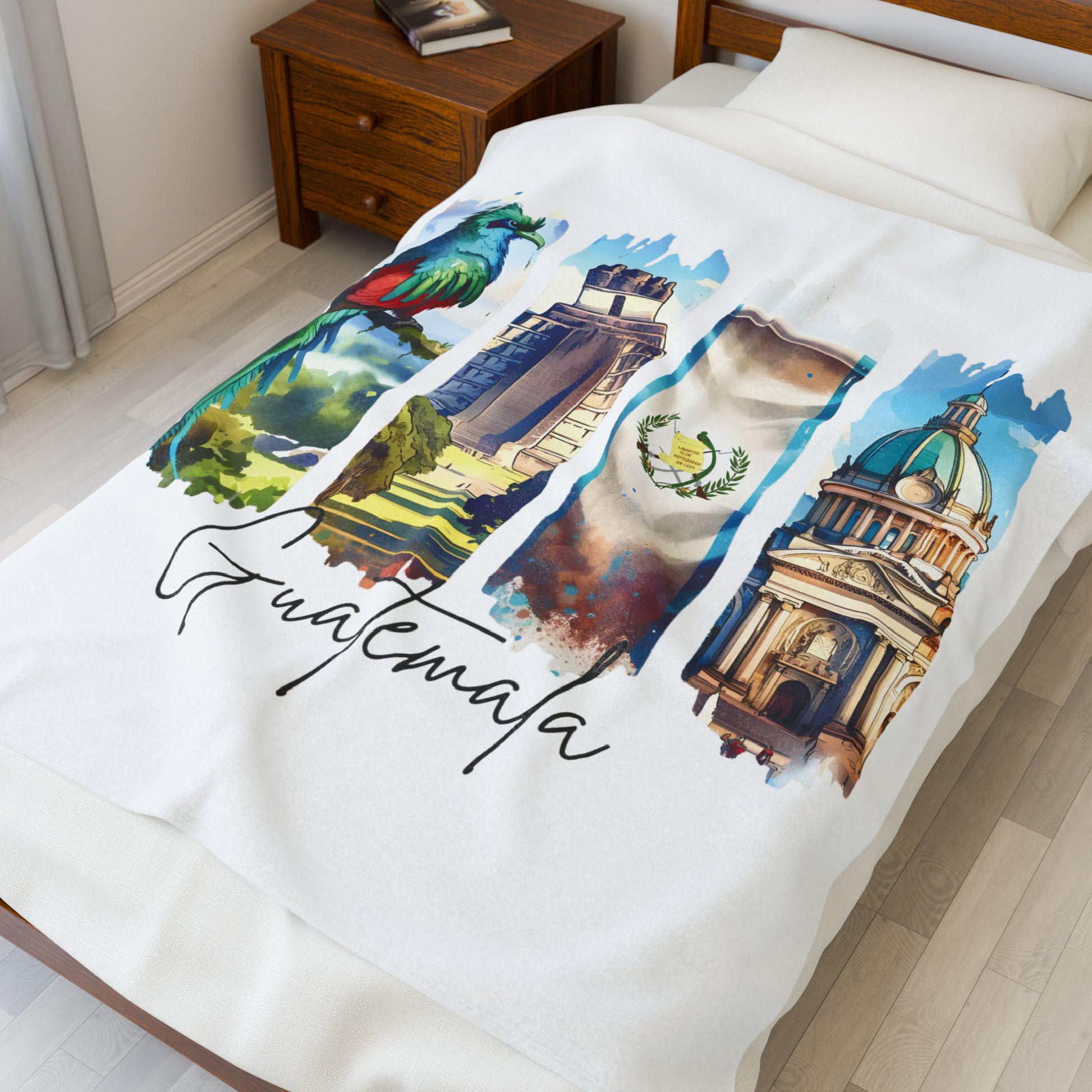 Guatemala Plush Velveteen Blanket, Guatemalan Home Decor, Travel Gift, Housewarming Gift, Guatemala Souvenir, Cozy Guatemalan Blanket