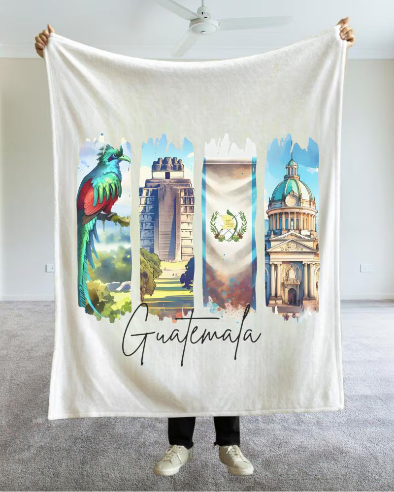 Guatemala Plush Velveteen Blanket, Guatemalan Home Decor, Travel Gift, Housewarming Gift, Guatemala Souvenir, Cozy Guatemalan Blanket