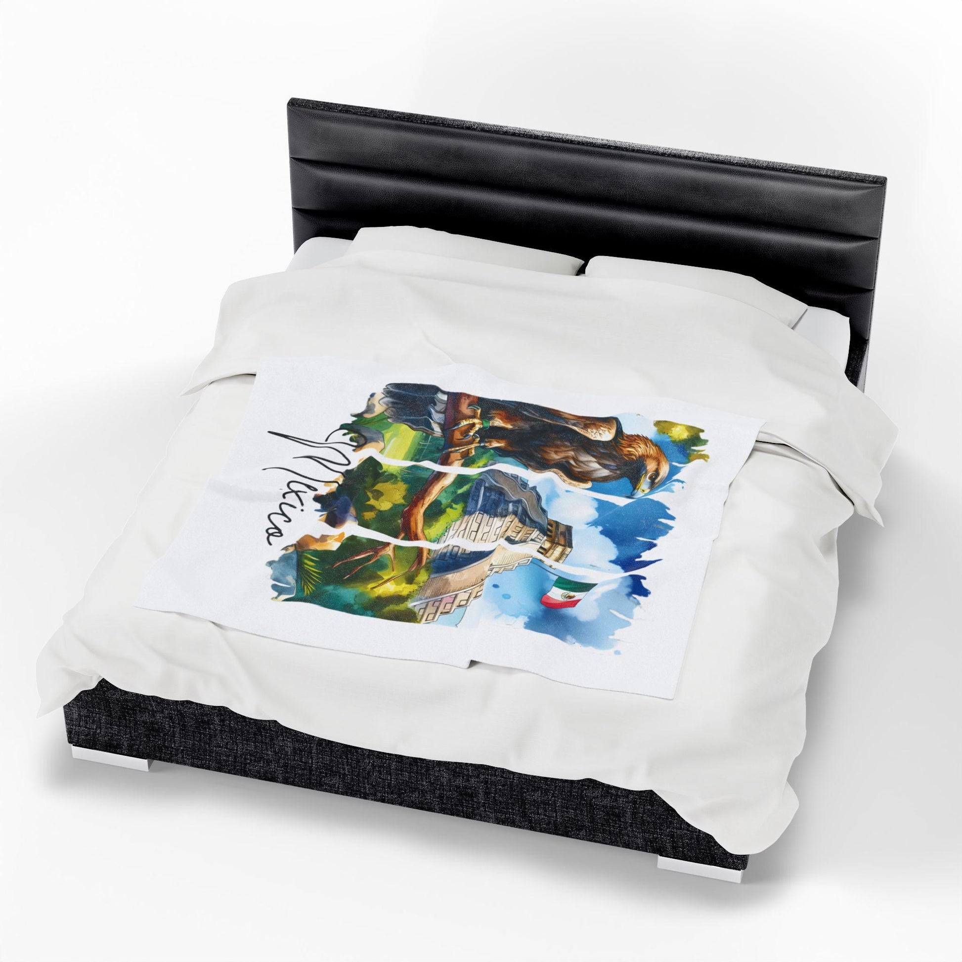 Mexico Plush Velveteen Blanket, Mexican Home Decor, Travel Gift, Housewarming Gift, Mexico Souvenir, Cozy Latina Blanket, Mexico Flag Throw