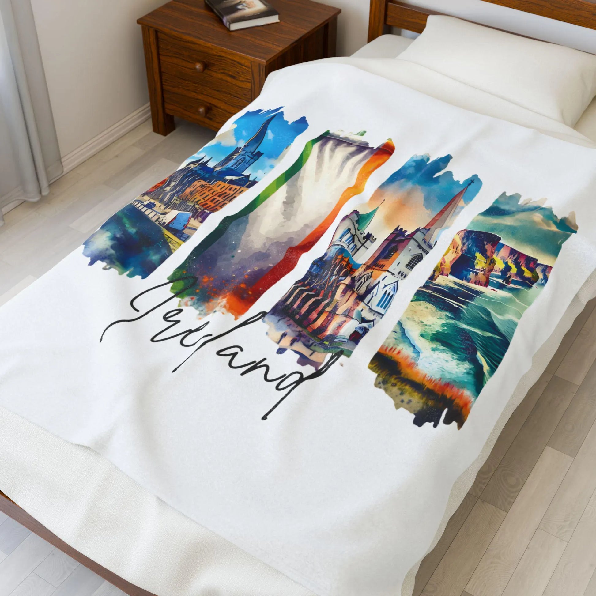 Ireland Plush Velveteen Blanket, Irish Home Decor, Travel Gift, Housewarming Gift, Ireland Souvenir, Cozy Irish Throw Blanket, Irish Pride