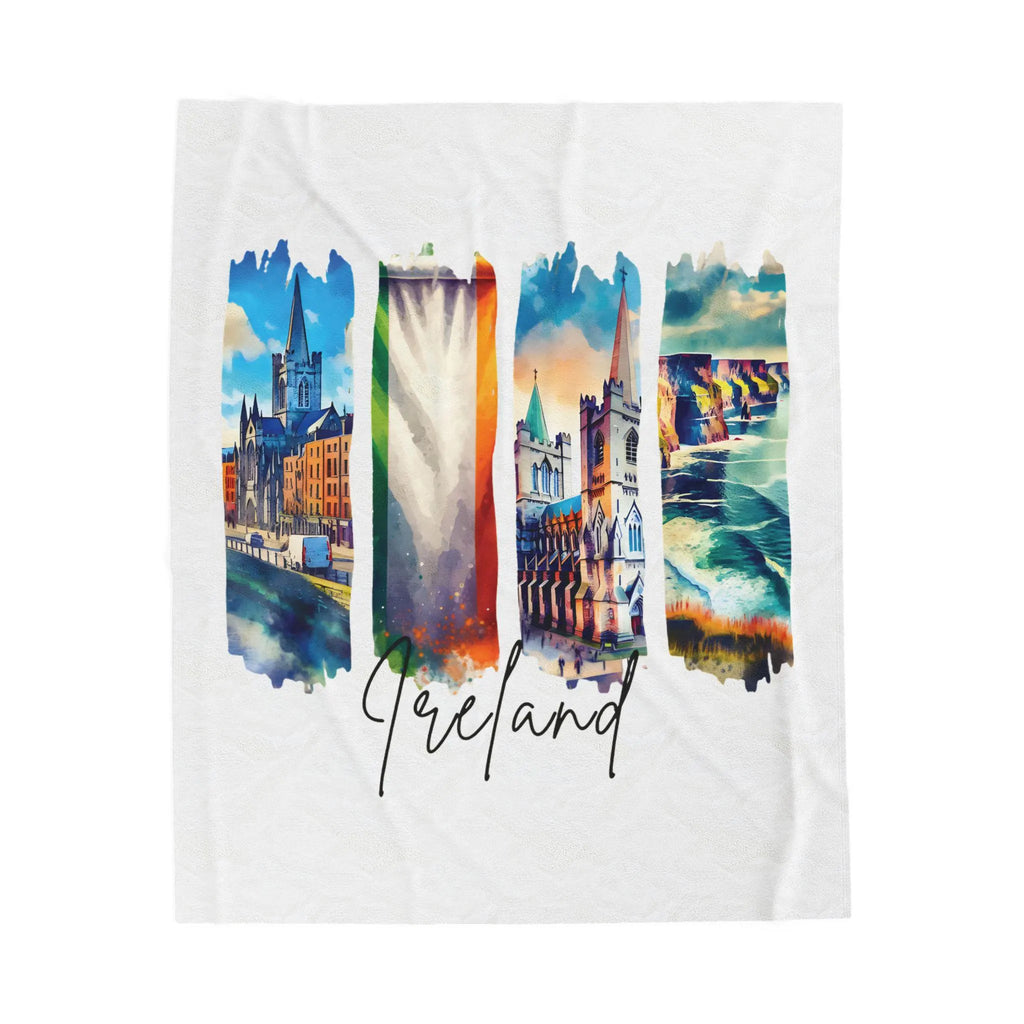 Ireland Plush Velveteen Blanket, Irish Home Decor, Travel Gift, Housewarming Gift, Ireland Souvenir, Cozy Irish Throw Blanket, Irish Pride