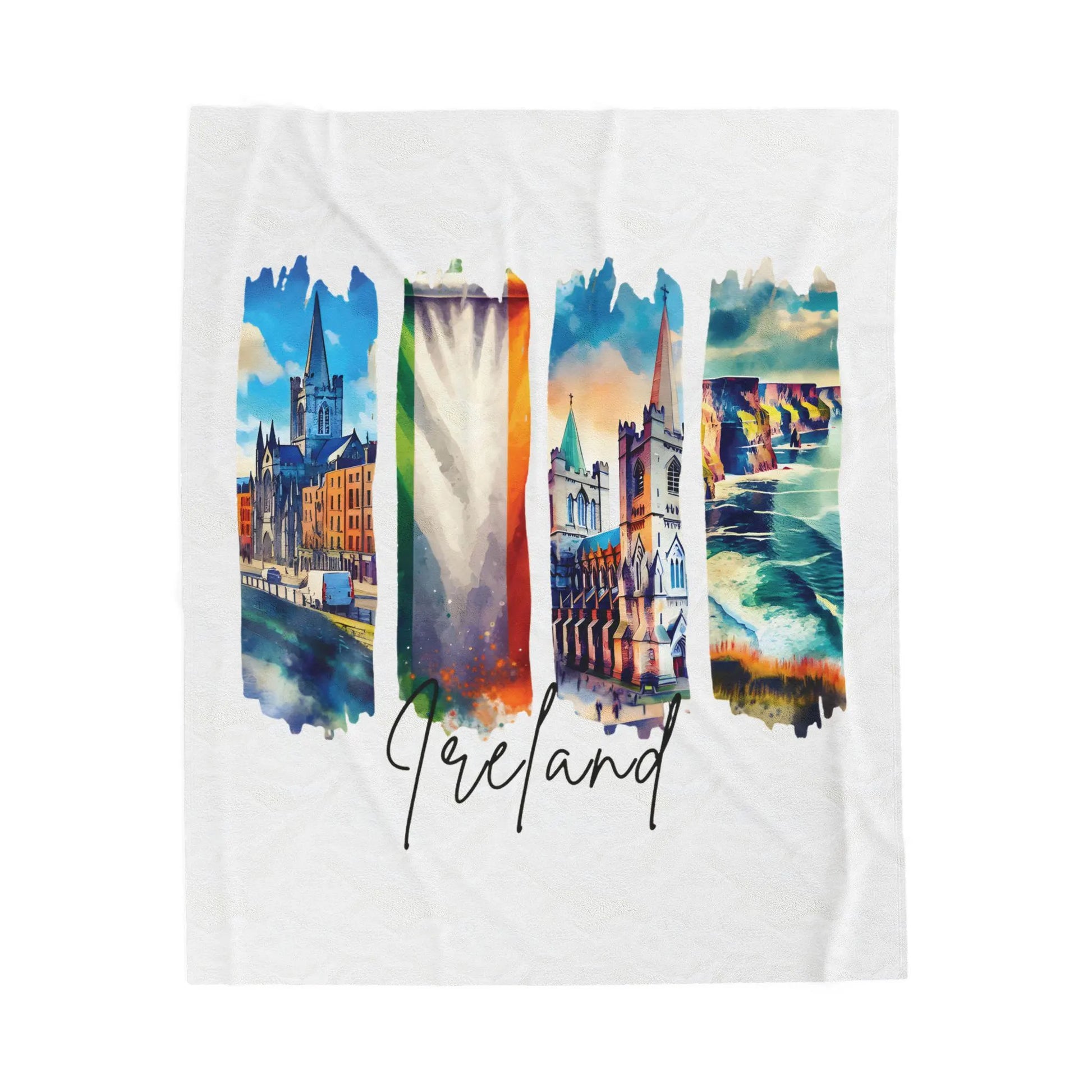 Ireland Plush Velveteen Blanket, Irish Home Decor, Travel Gift, Housewarming Gift, Ireland Souvenir, Cozy Irish Throw Blanket, Irish Pride