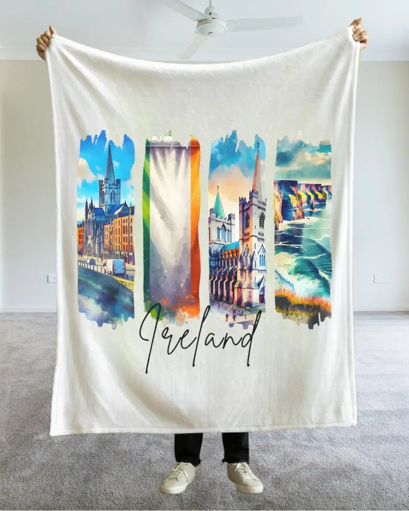 Ireland Plush Velveteen Blanket, Irish Home Decor, Travel Gift, Housewarming Gift, Ireland Souvenir, Cozy Irish Throw Blanket, Irish Pride