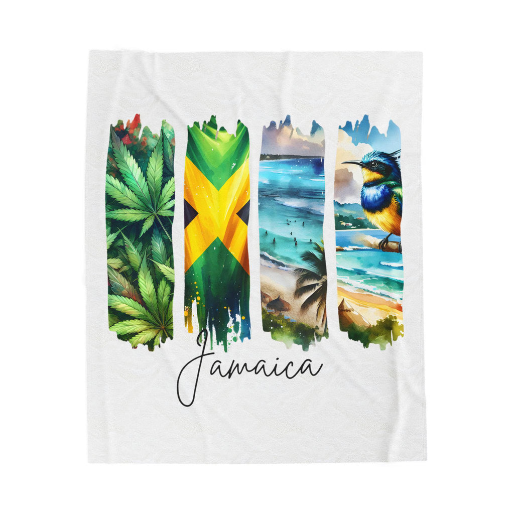 Jamaica Plush Velveteen Blanket, Jamaican Home Decor, Travel Gift, Housewarming Gift, Jamaica Souvenir, Cozy Jamaican Throw Blanket