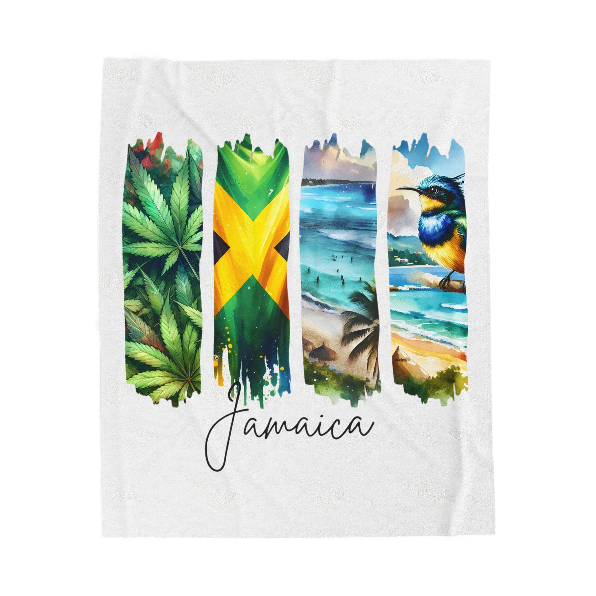Jamaica Plush Velveteen Blanket, Jamaican Home Decor, Travel Gift, Housewarming Gift, Jamaica Souvenir, Cozy Jamaican Throw Blanket