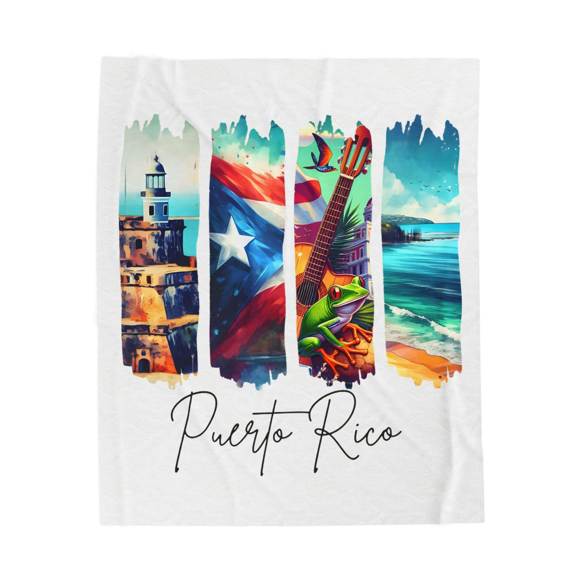 Puerto Rico Plush Velveteen Blanket, Puerto Rican Home Decor, Travel Gift, Housewarming Gift, Puerto Rico Souvenir, Cozy Boricua Blanket