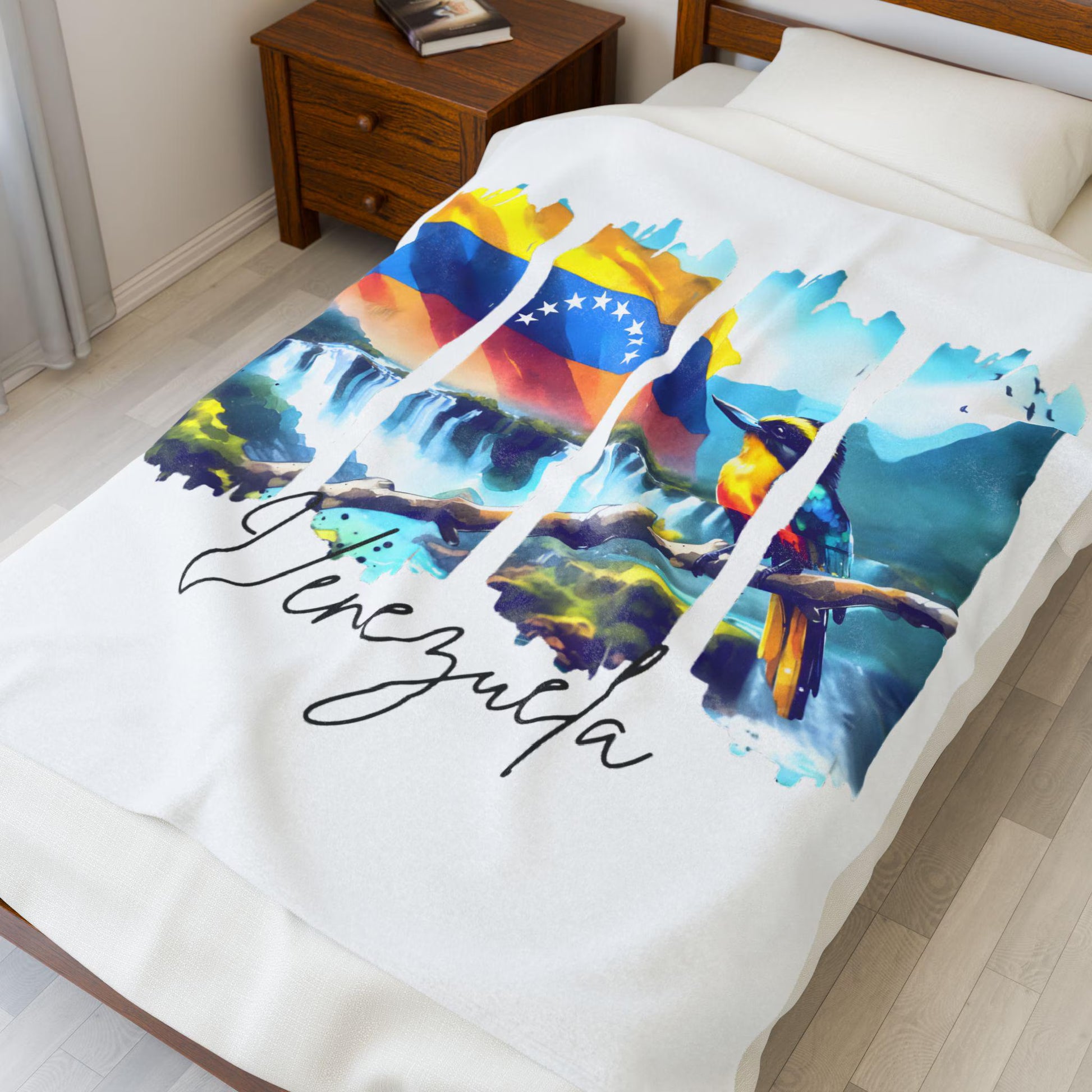 Venezuela Plush Velveteen Blanket, Venezuelan Home Decor, Travel Gift, Housewarming Gift, Venezuela Souvenir, Cozy Venezuelan Throw Blanket