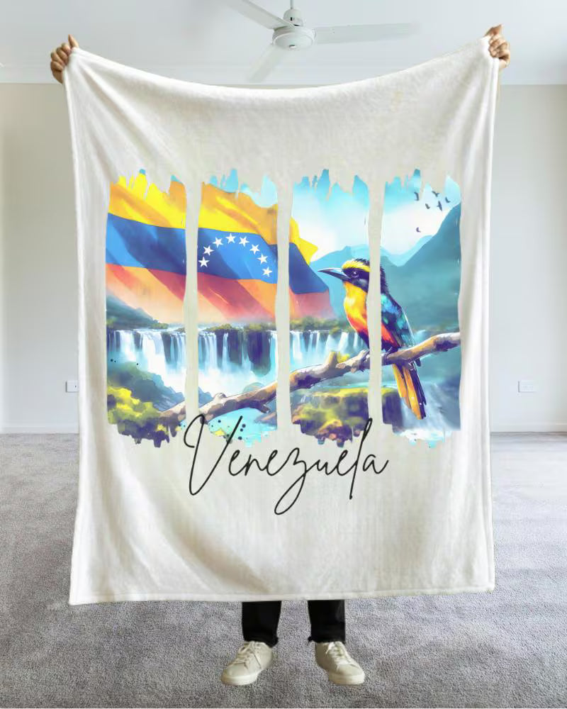 Venezuela Plush Velveteen Blanket, Venezuelan Home Decor, Travel Gift, Housewarming Gift, Venezuela Souvenir, Cozy Venezuelan Throw Blanket
