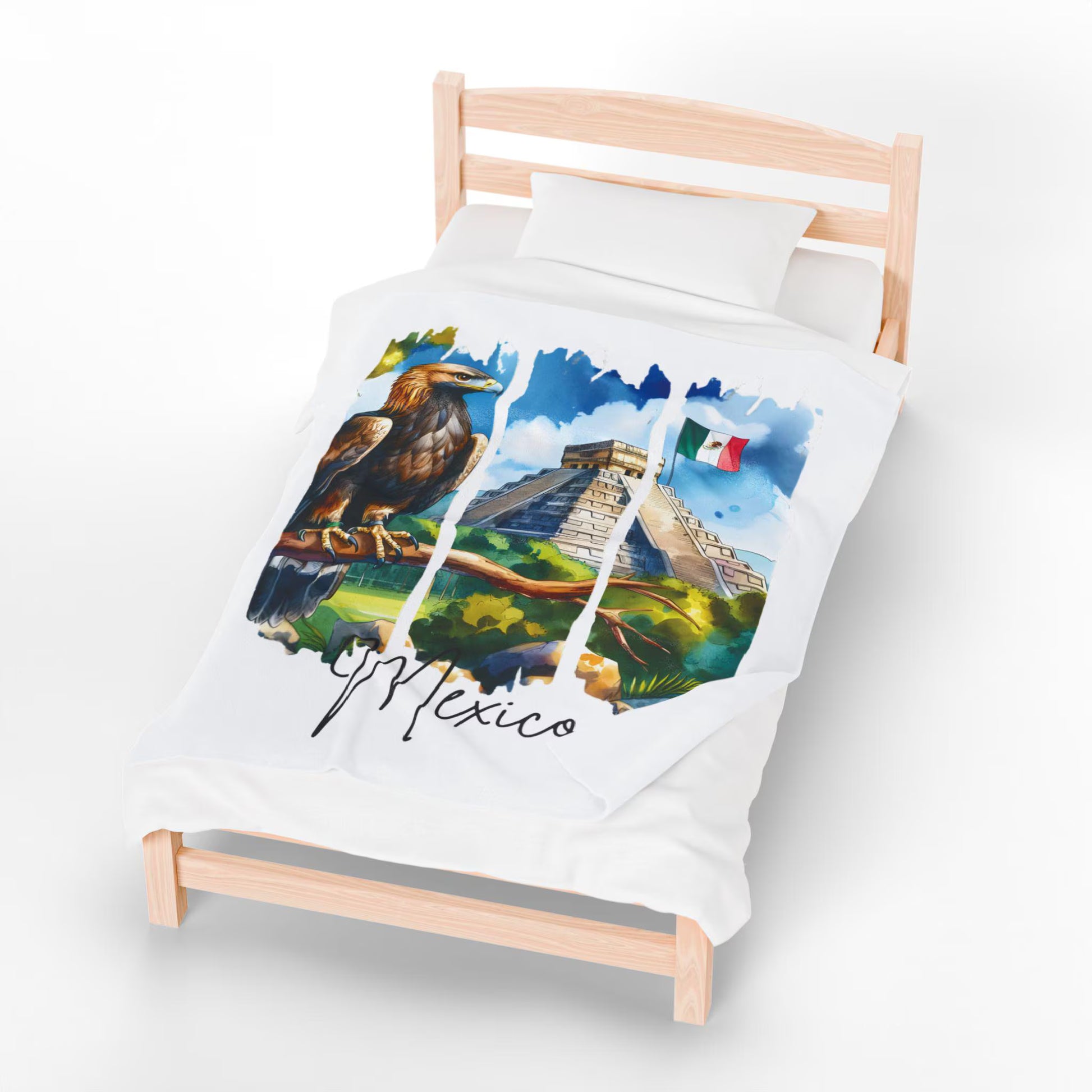 Mexico Plush Velveteen Blanket, Mexican Home Decor, Travel Gift, Housewarming Gift, Mexico Souvenir, Cozy Latina Blanket, Mexico Flag Throw