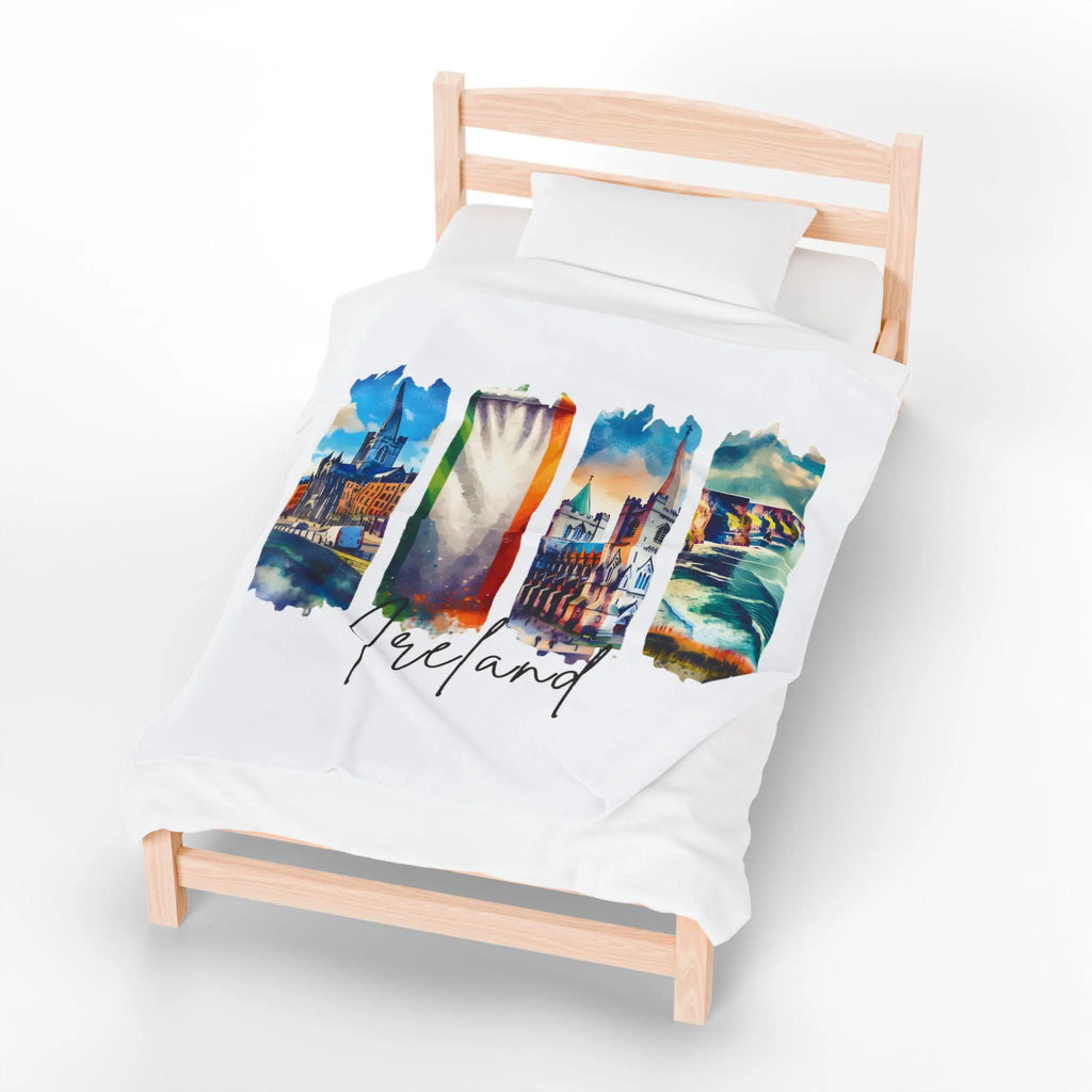 Ireland Plush Velveteen Blanket, Irish Home Decor, Travel Gift, Housewarming Gift, Ireland Souvenir, Cozy Irish Throw Blanket, Irish Pride