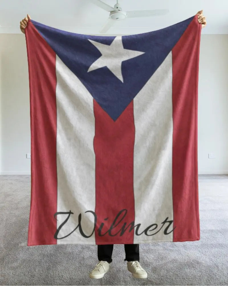 Personalized Puerto Rico Flag Blanket, Puerto Rican Velveteen Throw, Puerto Rican Gifts, Puerto Rican Decor, Custom Blanket, Gift for Boricua, Puerto Rican Flag Gift