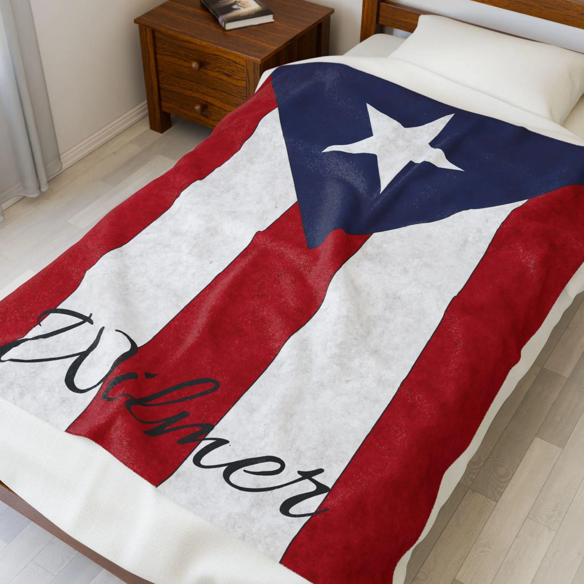 Personalized Puerto Rico Flag Blanket, Puerto Rican Velveteen Throw, Puerto Rican Gifts, Puerto Rican Decor, Custom Blanket, Gift for Boricua, Puerto Rican Flag Gift