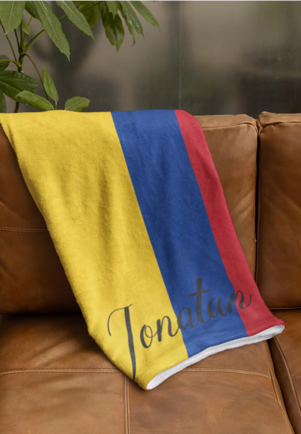 Personalized Colombia Flag Blanket, Colombia Velveteen Throw, Colombian Gifts, Hispanic Decor, Custom Blanket, Colombian Flag Gift