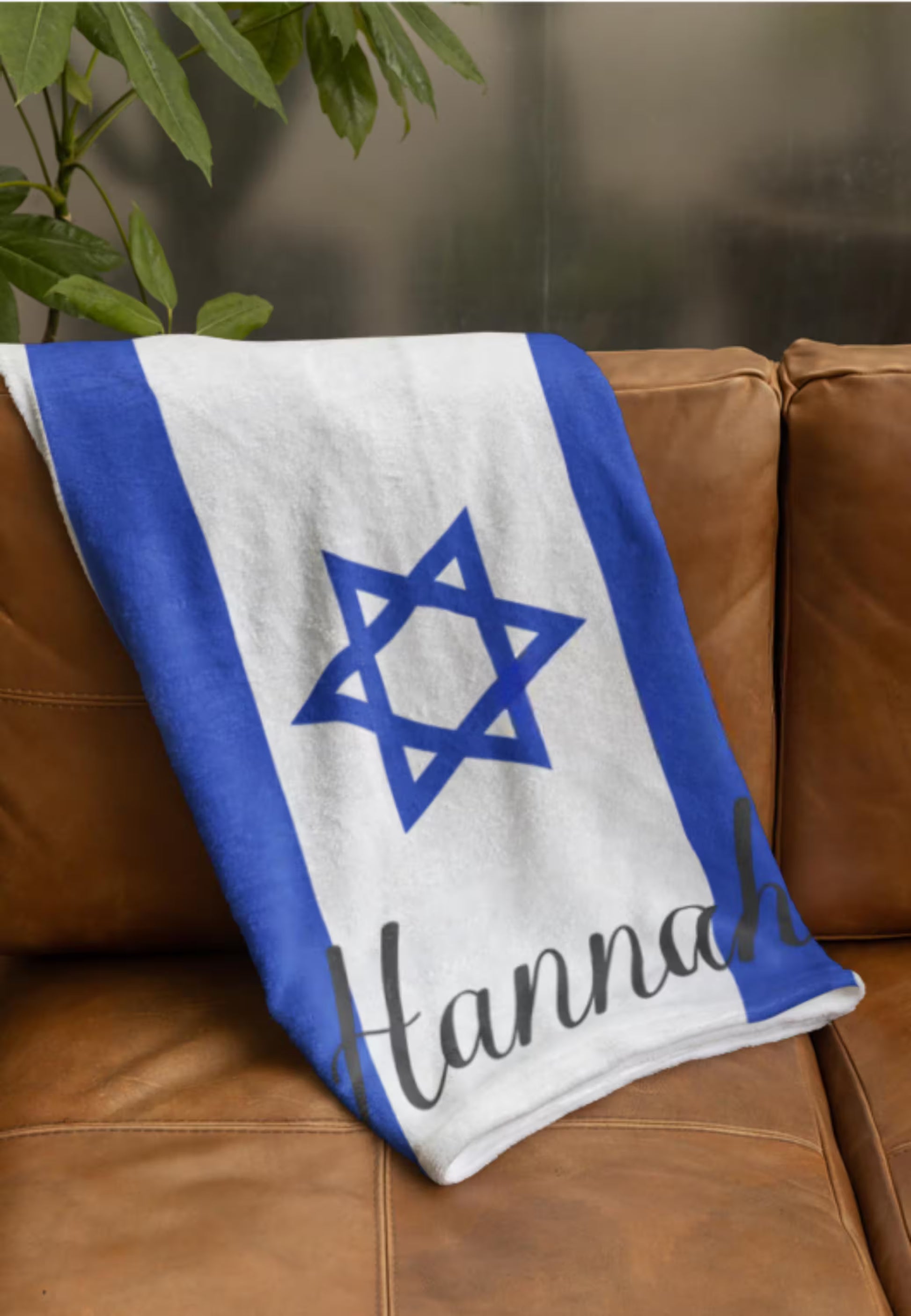 Personalized Israel Flag Blanket, Israeli Velveteen Throw, Jewish Gifts, Israeli Decor, Custom Blanket, Israeli Flag Gift