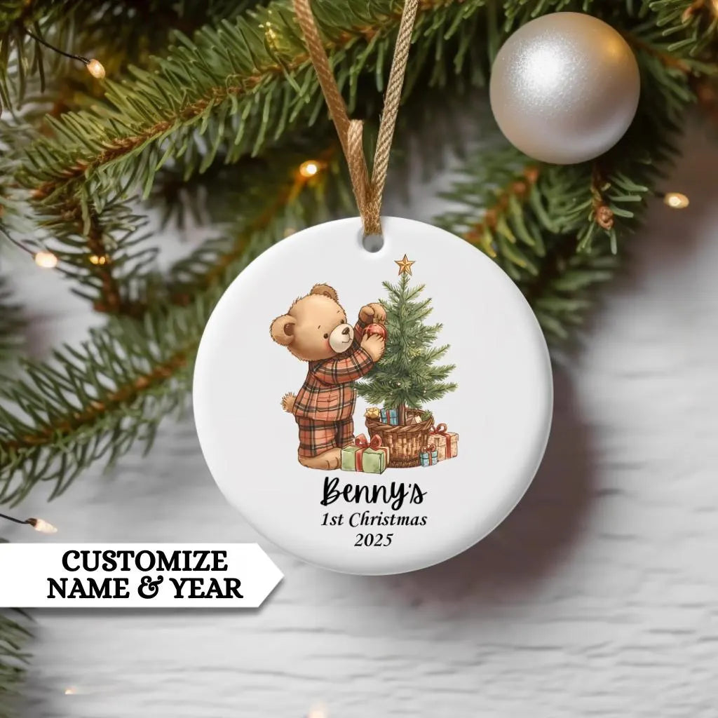 Personalized 1st Christmas Ornament, Custom Teddy Bear Christmas Ornament, Babys First Christmas, Christmas Bear Ornament, Custom Christmas Keepsake