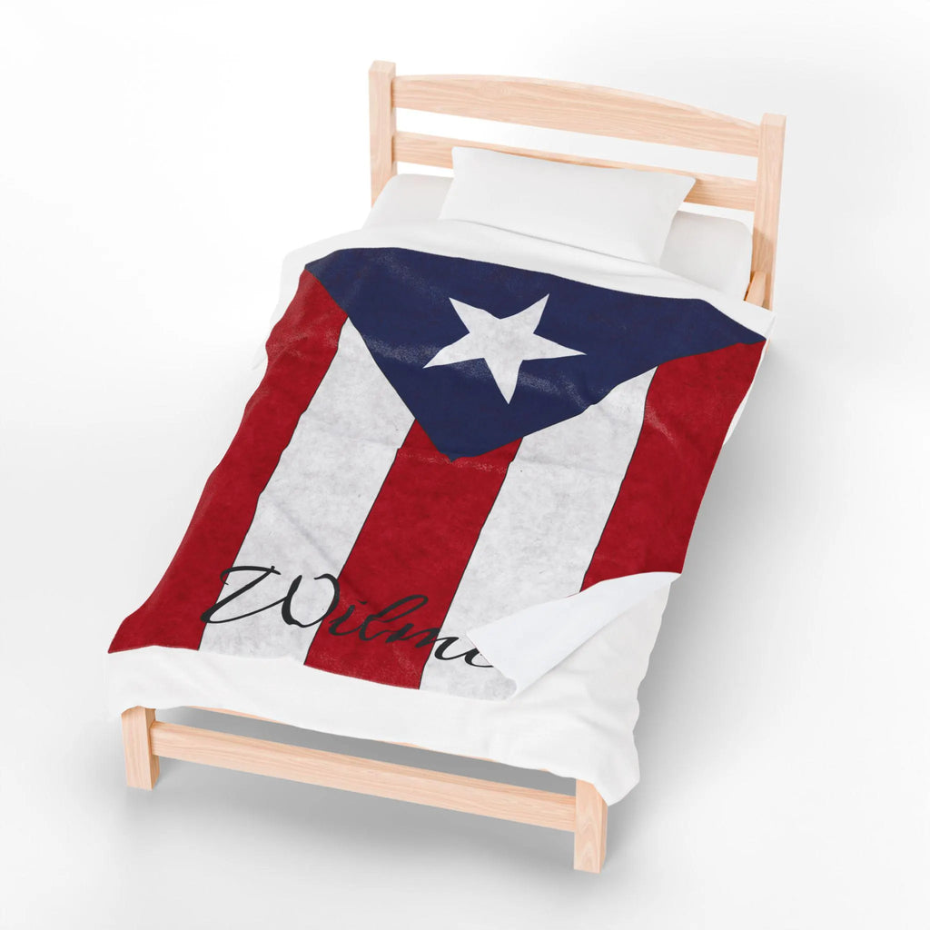 Personalized Puerto Rico Flag Blanket, Puerto Rican Velveteen Throw, Puerto Rican Gifts, Puerto Rican Decor, Custom Blanket, Gift for Boricua, Puerto Rican Flag Gift