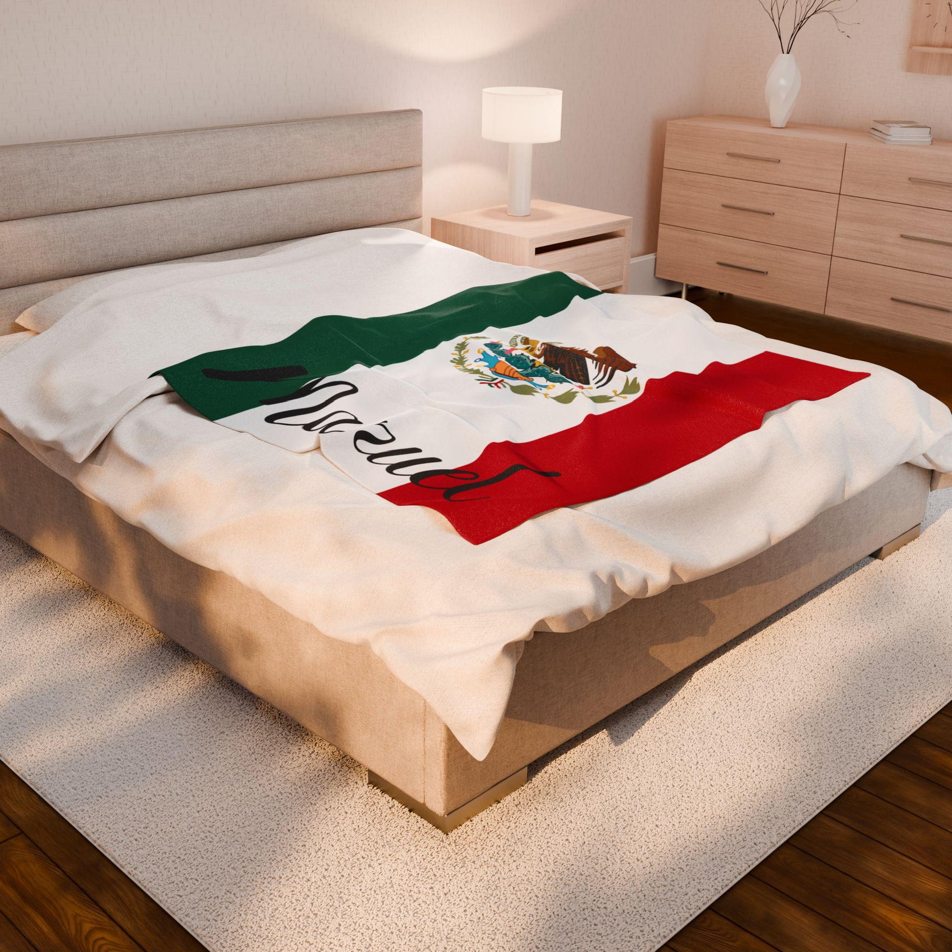 Personalized Mexico Flag Blanket, Mexican Velveteen Throw, Mexican Gifts, Mexican Decor, Custom Blanket, Gift for Mexican, Mexican Flag Gift