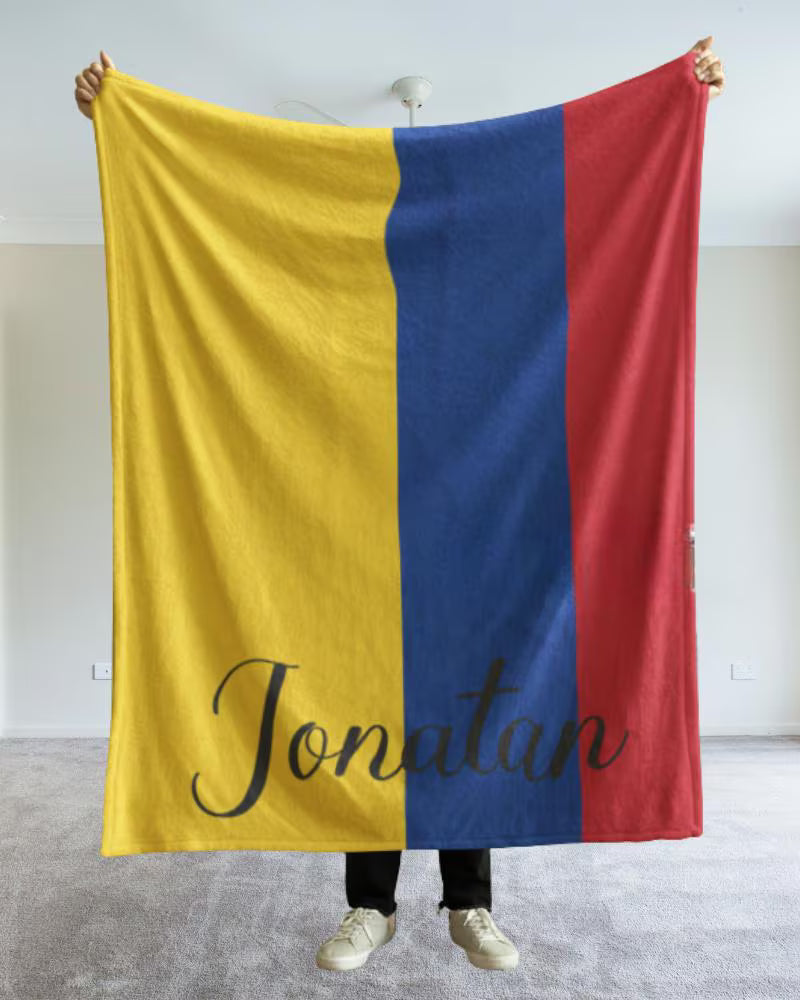 Personalized Colombia Flag Blanket, Colombia Velveteen Throw, Colombian Gifts, Hispanic Decor, Custom Blanket, Colombian Flag Gift