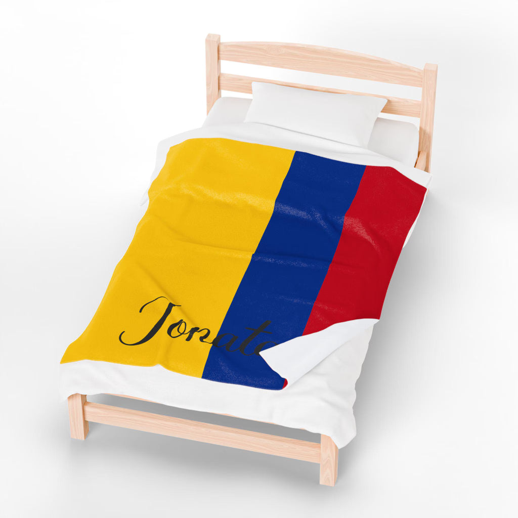 Personalized Colombia Flag Blanket, Colombia Velveteen Throw, Colombian Gifts, Hispanic Decor, Custom Blanket, Colombian Flag Gift