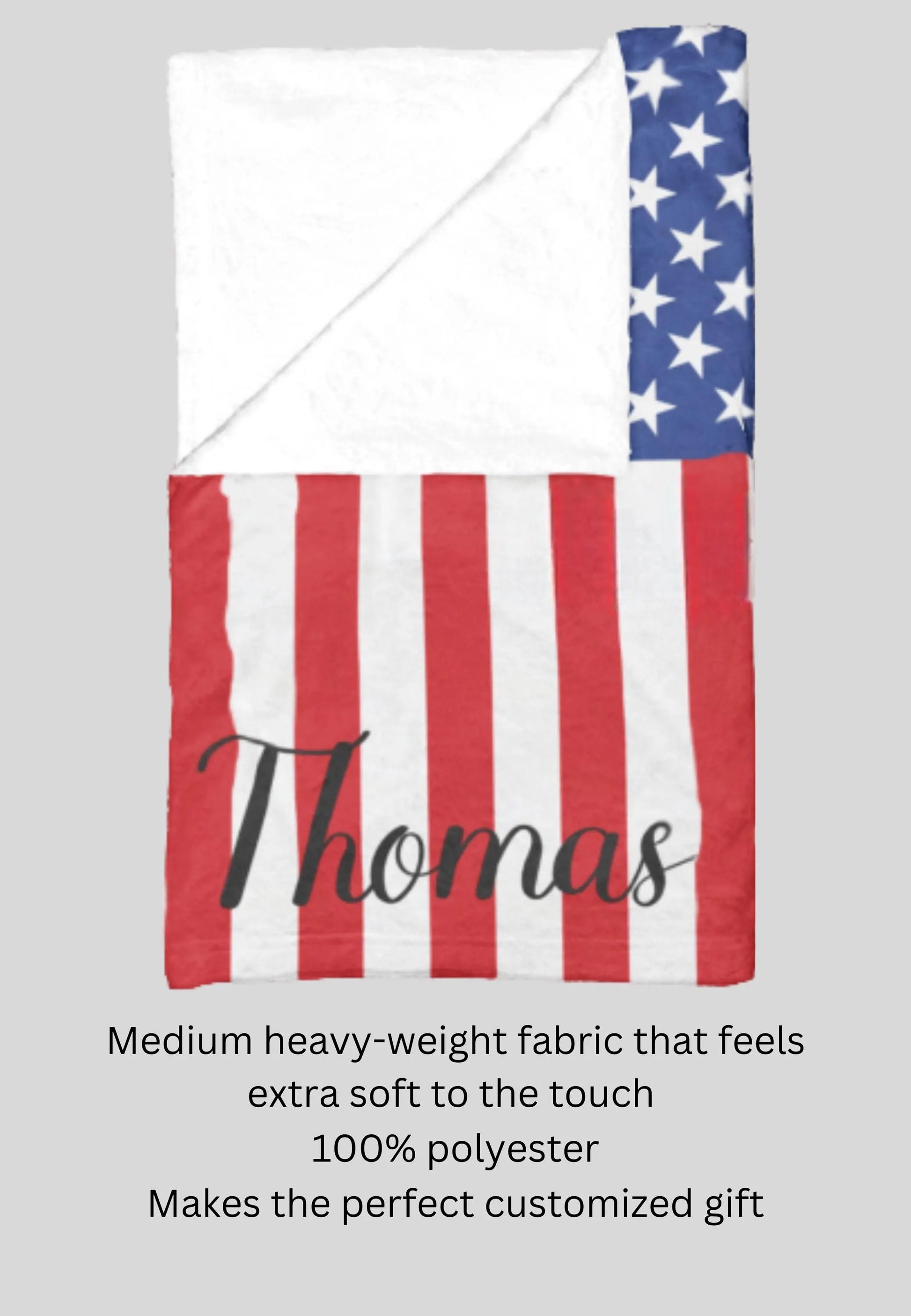 Personalized America Flag Blanket, American Velveteen Throw, Veteran Gifts, American Decor, Custom Blanket, Gift for Veteran, American Flag Gift