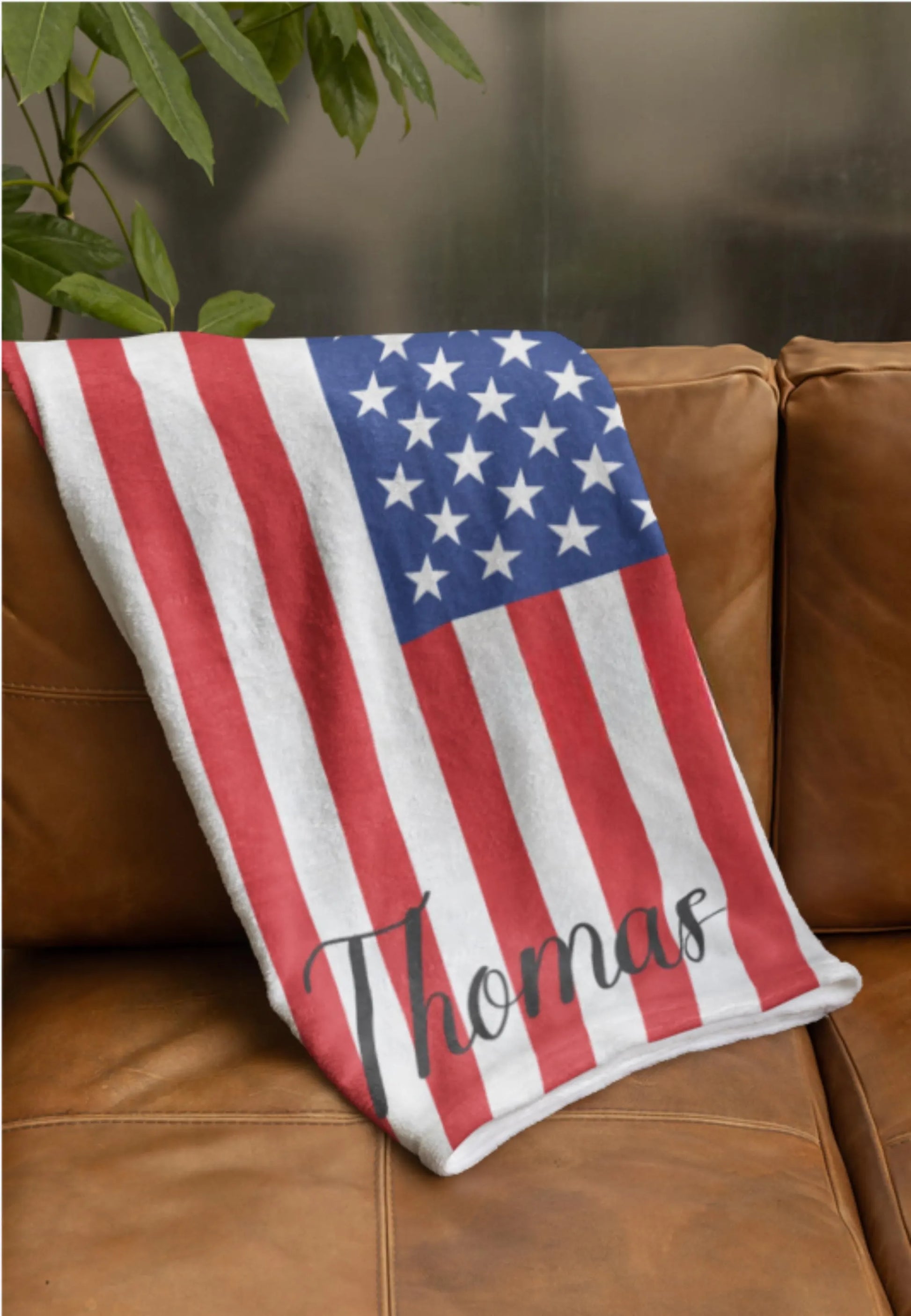 Personalized America Flag Blanket, American Velveteen Throw, Veteran Gifts, American Decor, Custom Blanket, Gift for Veteran, American Flag Gift
