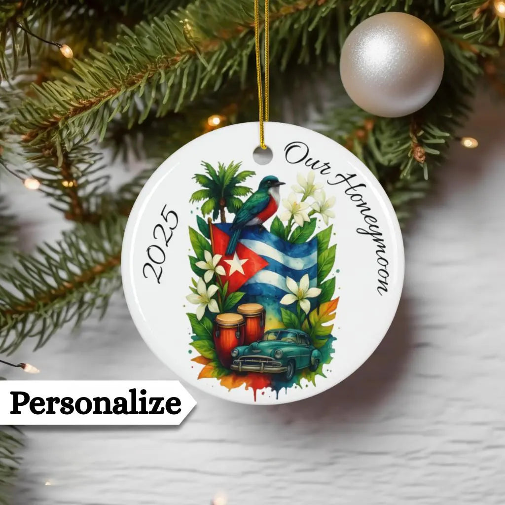 Personalized Cuba Ornament, Cuban Christmas Ornament, Cuba Gift, Cuba Souvenir, Honeymoon