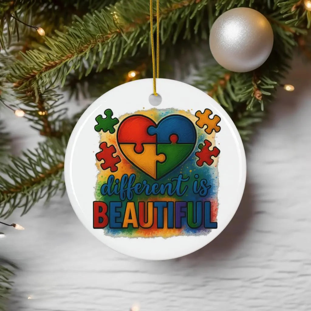 Different is Beautiful Ornament, Autism Awareness Christmas Ornament, Autism Acceptance, Autism Tree Ornament, Gift for Autism Therapists