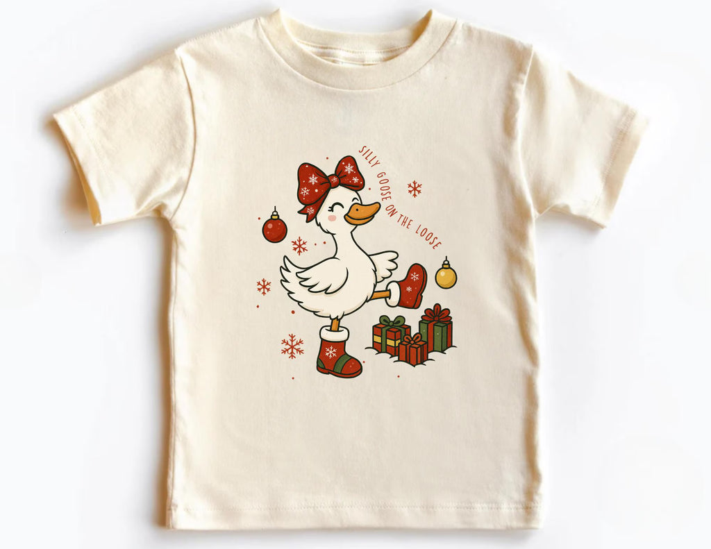 Christmas Goose Shirt, Silly Goose on the Loose Kids T-shirt, Christmas Toddler Shirt, Goose Baby Onesie, Kids Holiday Goose Christmas Shirt