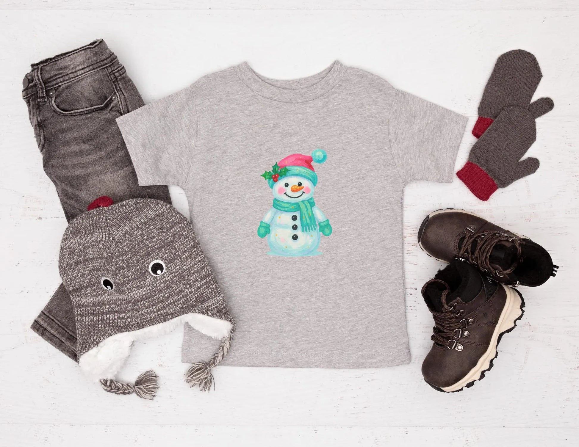 Brushstroke Snowman Christmas Shirt, Kids Cute Christmas Shirt, Cute Snowman T-shirt, Festive Shirt, Kids Snowman Shirt, Kids Winter Shirt