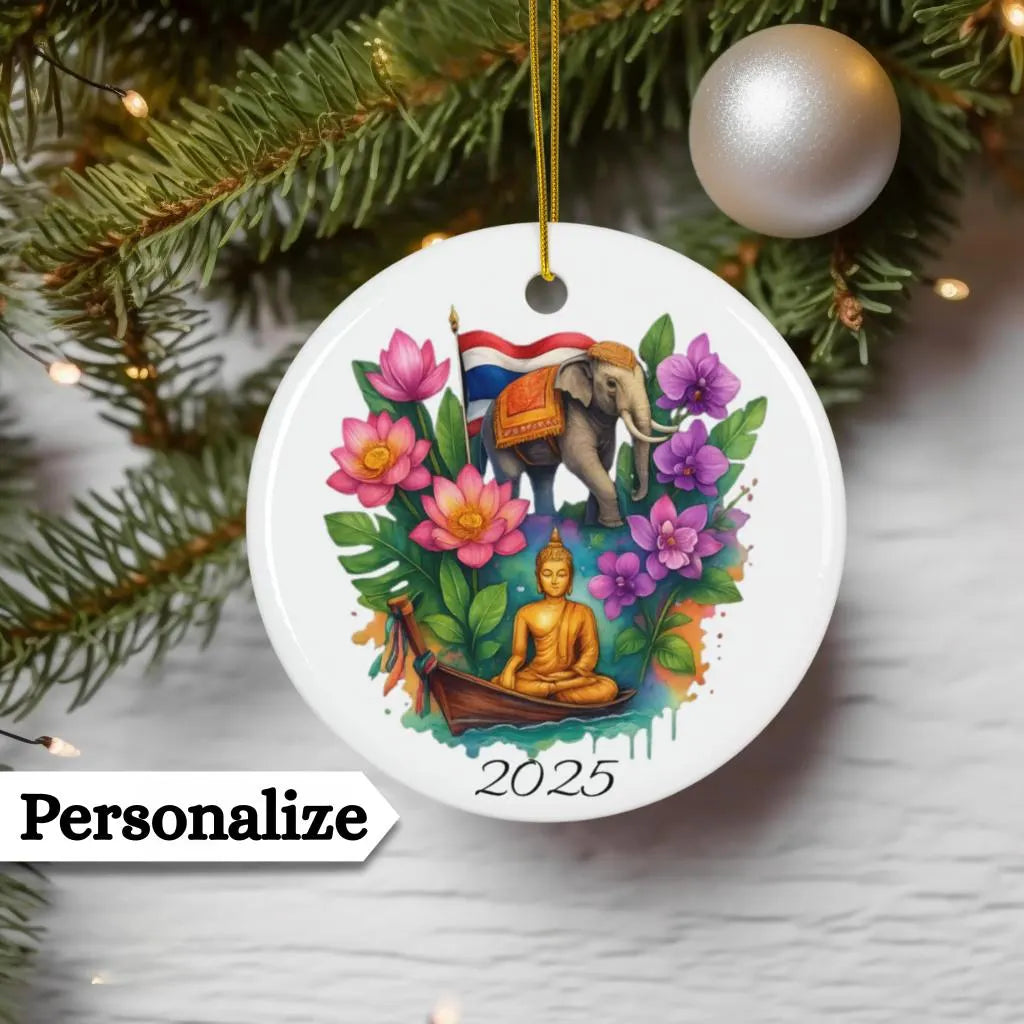Personalized Thailand Ornament, Thai Christmas Ornament, Thailand Gift, Thailand Souvenir, Honeymoon