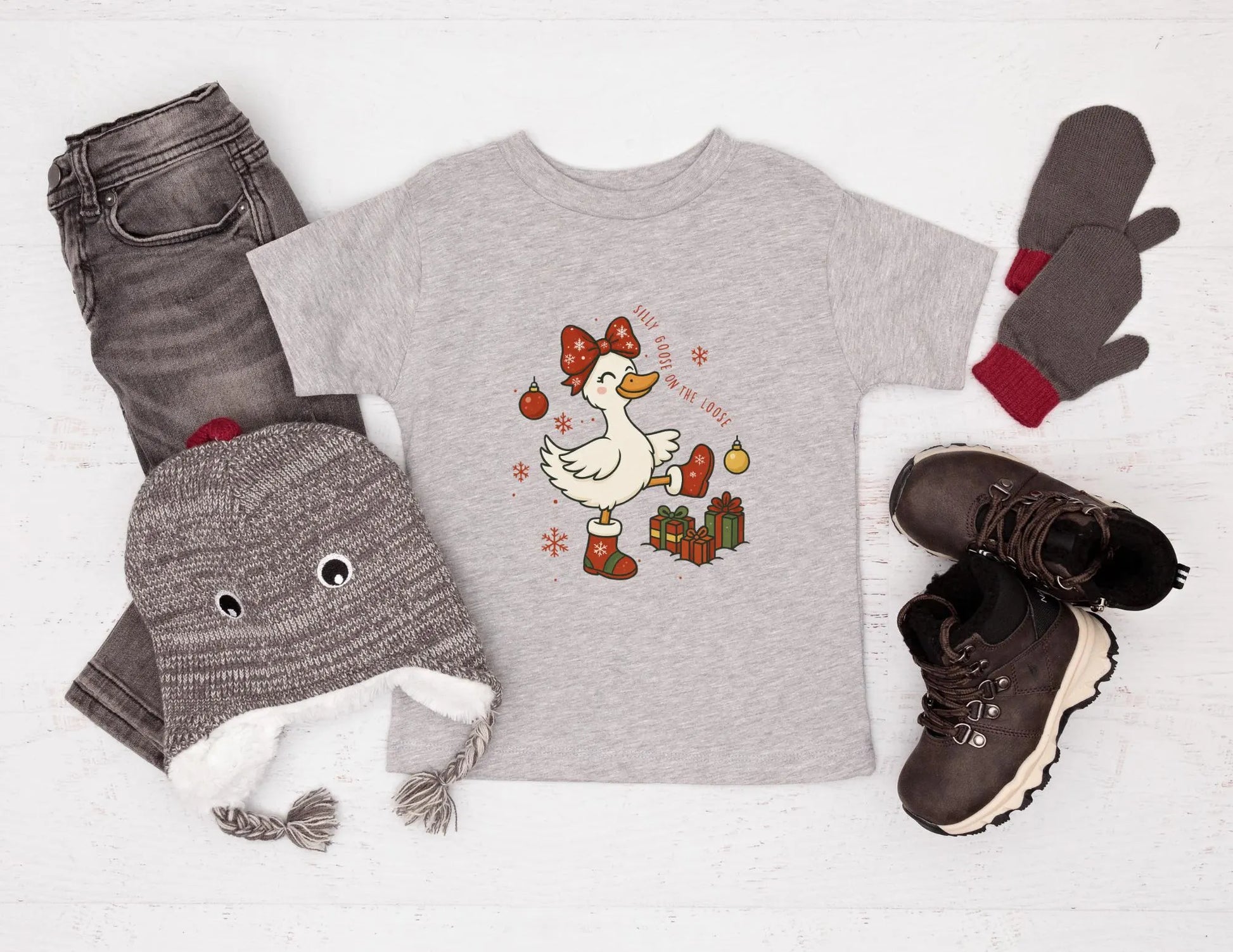 Christmas Goose Shirt, Silly Goose on the Loose Kids T-shirt, Christmas Toddler Shirt, Goose Baby Onesie, Kids Holiday Goose Christmas Shirt