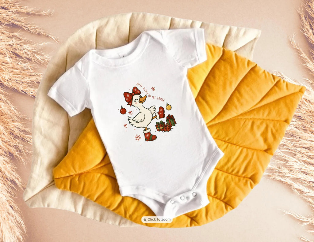 Christmas Goose Shirt, Silly Goose on the Loose Kids T-shirt, Christmas Toddler Shirt, Goose Baby Onesie, Kids Holiday Goose Christmas Shirt