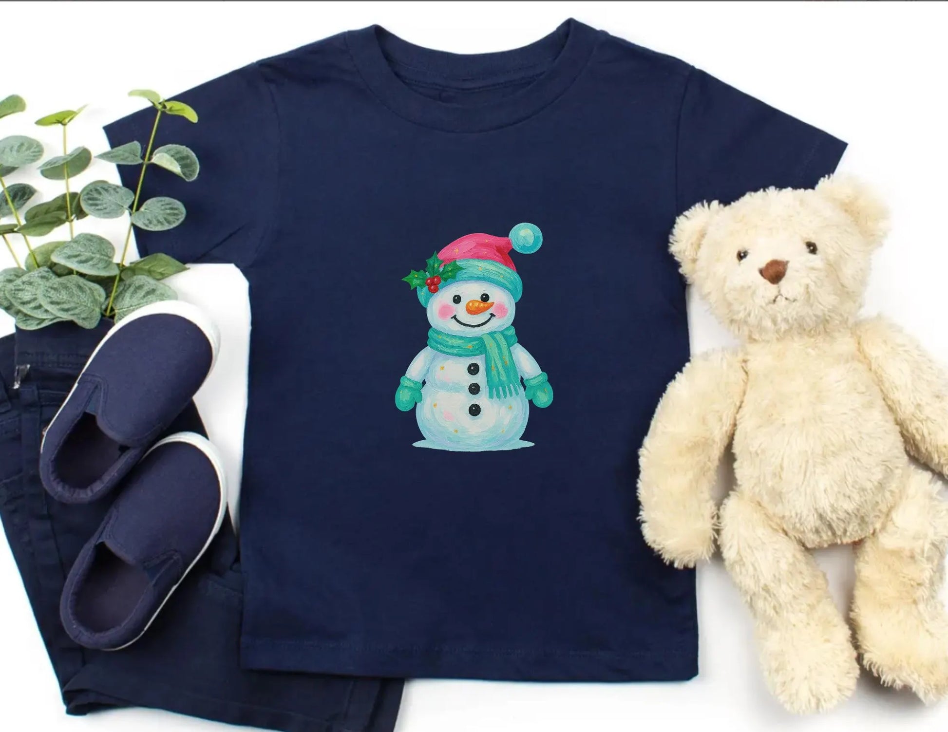 Brushstroke Snowman Christmas Shirt, Kids Cute Christmas Shirt, Cute Snowman T-shirt, Festive Shirt, Kids Snowman Shirt, Kids Winter Shirt