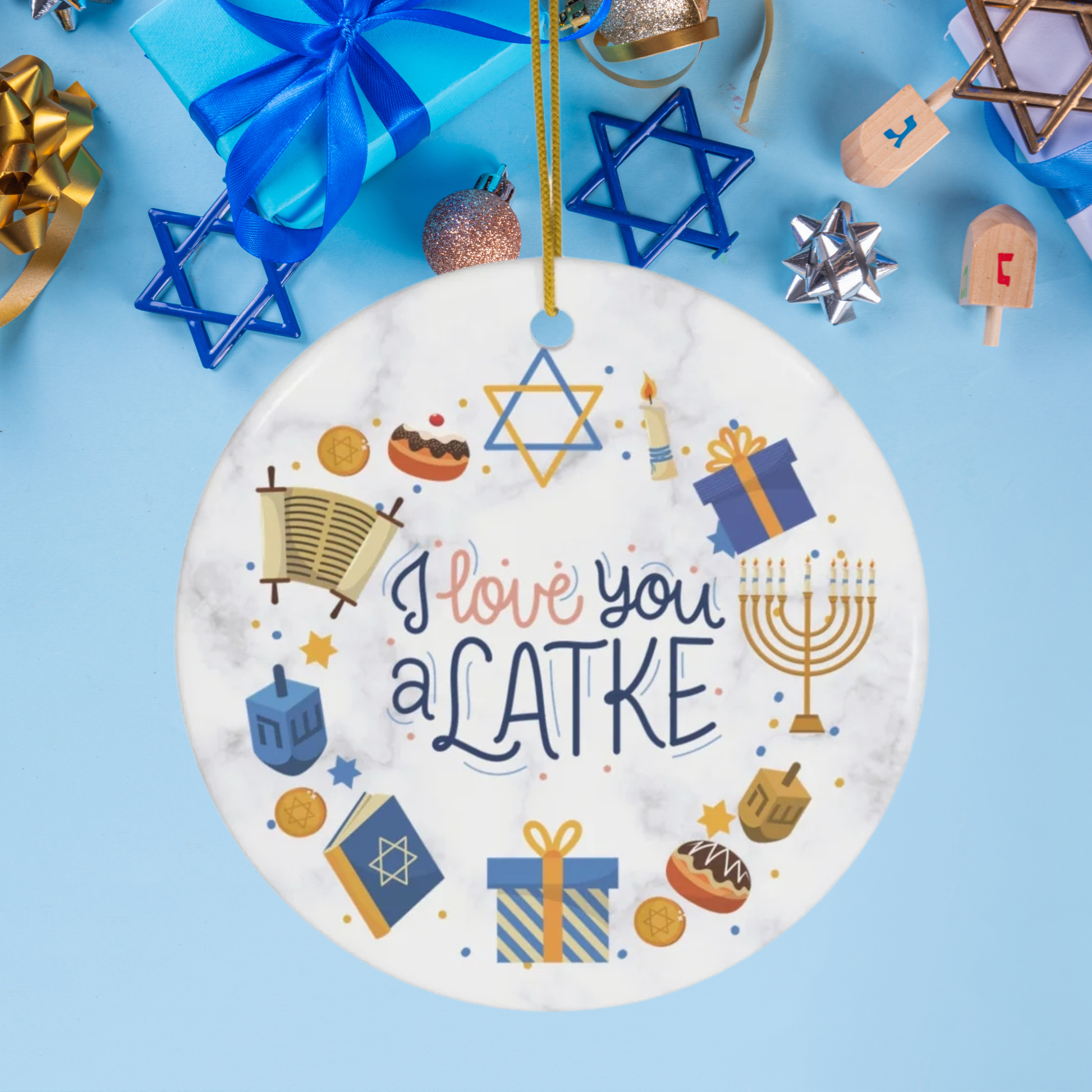 I Love You a Latke Hanukkah Ornament, Chanukah Gift, Festival of Lights, Jewish Gift, Holiday Decor, Hanukkah Bush Ornament, Latke Ornament