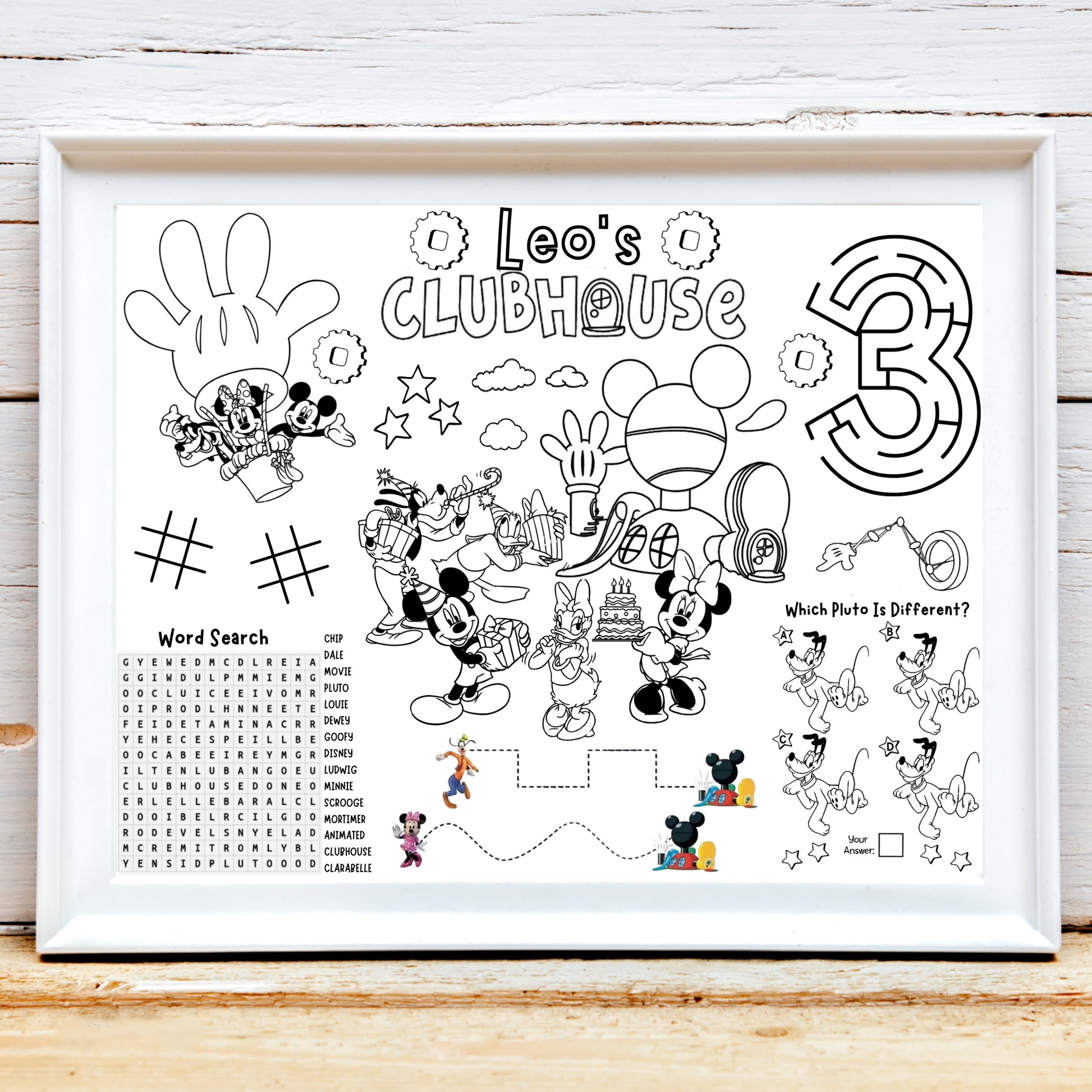 Personalized Mickey Mouse Clubhouse Birthday Activity Placemat, Oh Toodles Mickey Mouse Party Favors
