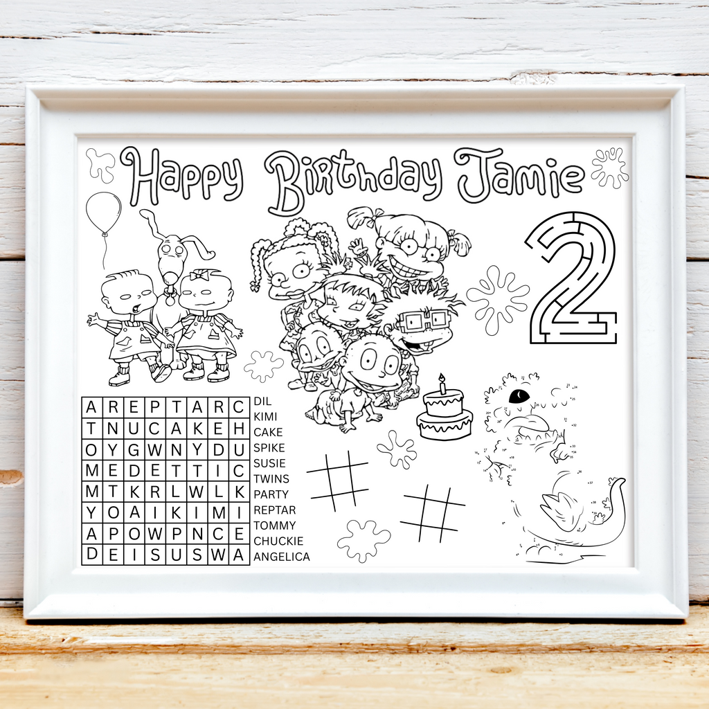 Personalized Rugrats 90s Character Birthday Placemat, Rugrats Party Favor