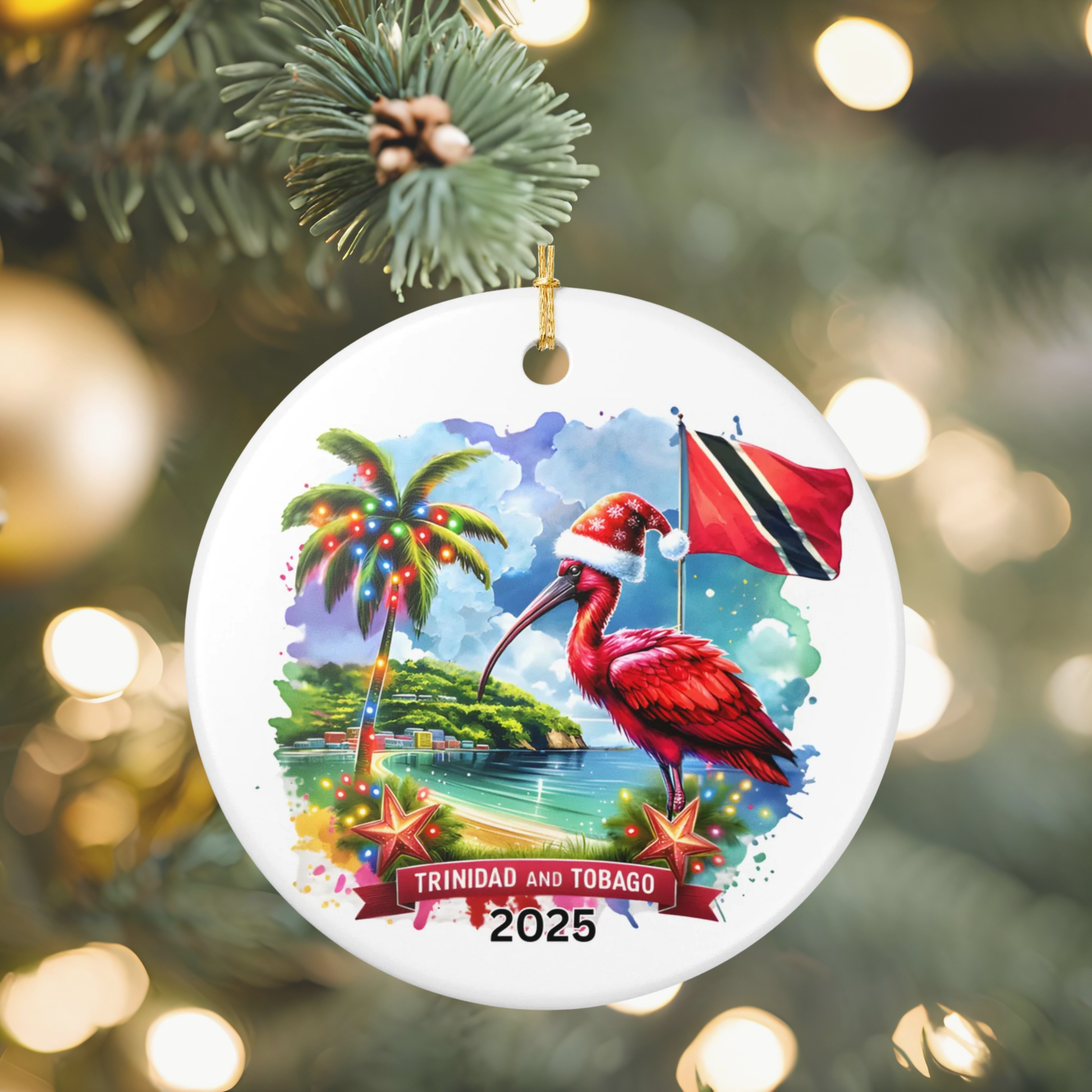 Personalized Trinidad and Tobago Ornament, Trinidad and Tobago Christmas Ornament, Trinidad and Tobago Gift, Trinidad and Tobago Souvenir, Trinidad and Tobago Ibis Bird Christmas Ornament, Honeymoon
