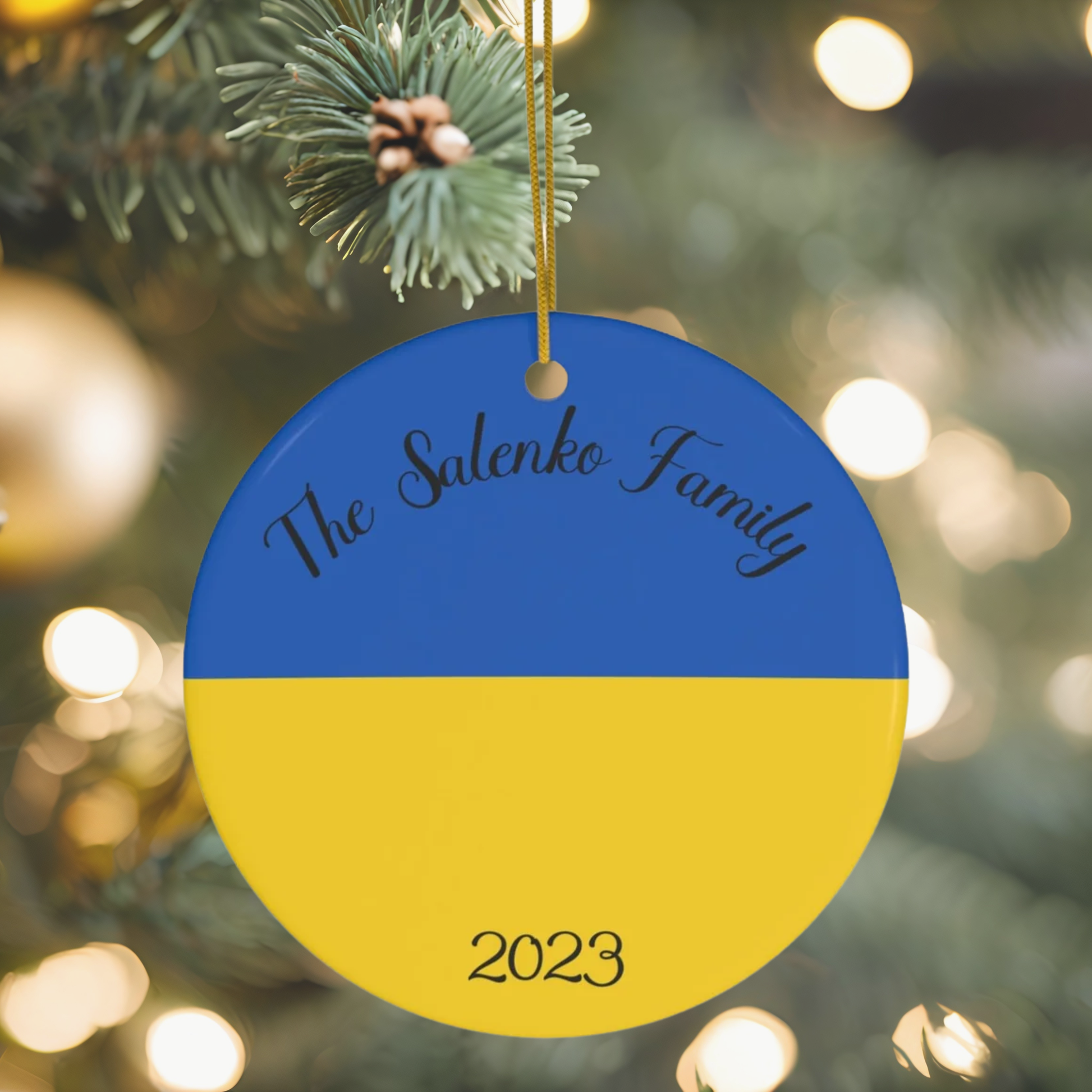 Personalized Ukraine Christmas Ornament Ceramic Ukrainian Flag Inspired Gift Holiday Decoration World Heritage Travel Themed Travel Lover