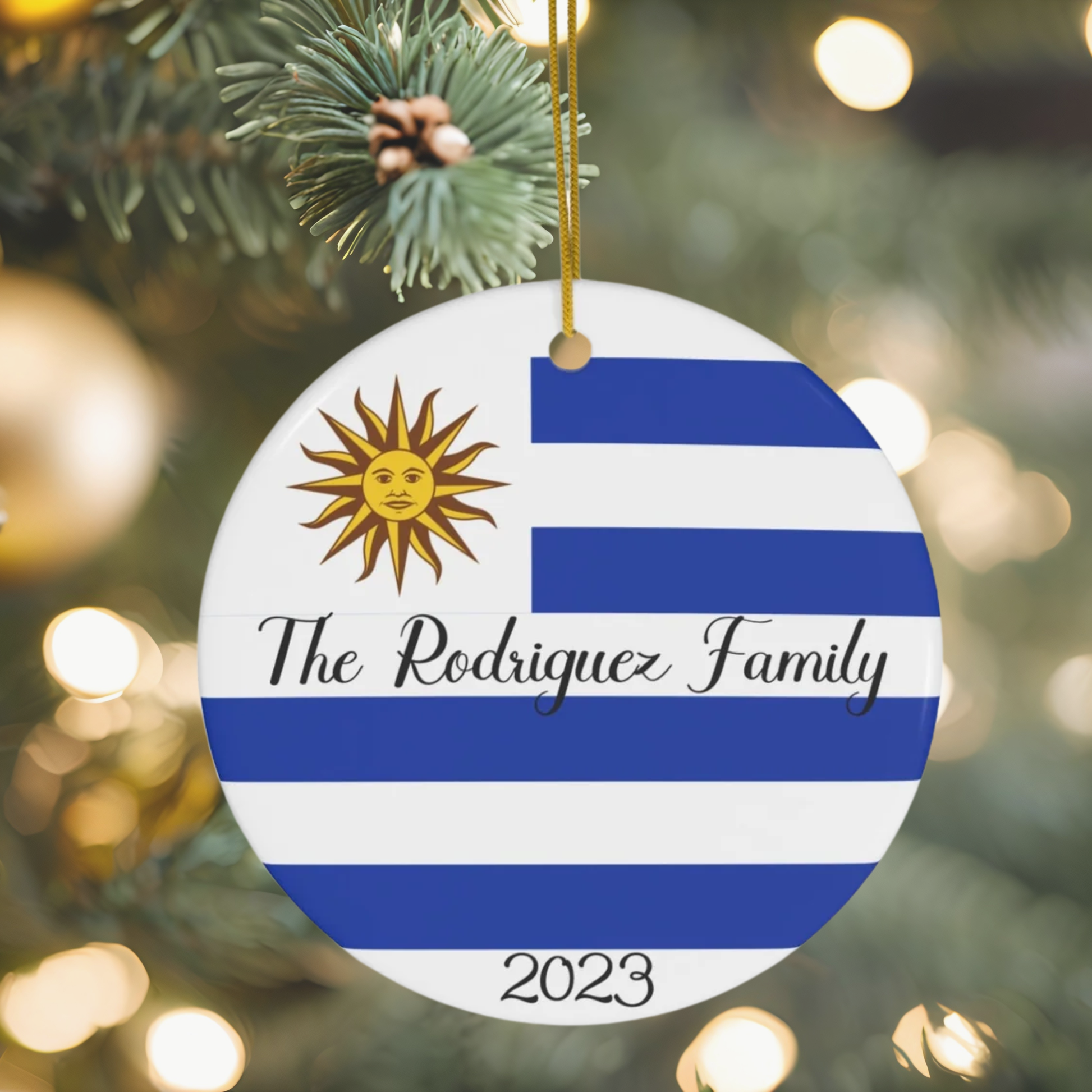 Personalized Uruguay Ceramic Christmas Ornament Uruguayan Flag Porcelain Gift Holiday Decoration South America World Heritage Travel Latina